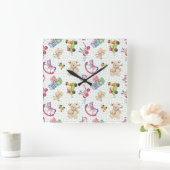 子供のおもちゃのパターン スクエア壁時計 (ホーム)