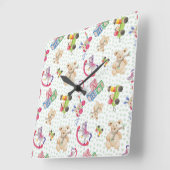 子供のおもちゃのパターン スクエア壁時計 (傾斜)