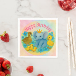 子供のお誕生日おめでとうペーパーナプキン スタンダードカクテルナプキン
