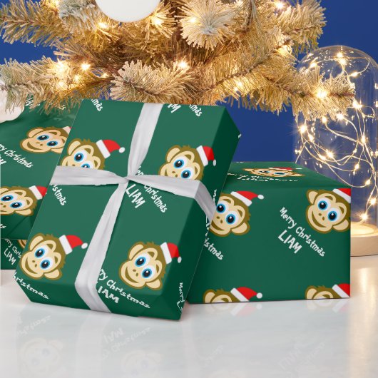 子供のためのおかしいサンタ猿のクリスマス包装紙 ラッピングペーパー (クリスマス)