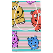 子供のためのかわいいカバのカラフルな動物園の動物のテーマ スモールペーパーバッグ (裏面)