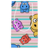 子供のためのかわいいカバのカラフルな動物園の動物のテーマ スモールペーパーバッグ (正面)