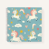 子供のためのかわいいターコイズのユニコーン ノートブック (正面)