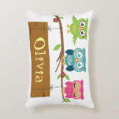 子供のためのかわいいフクロウの要素との一流の印のデザイン アクセントクッション (正面(垂直))