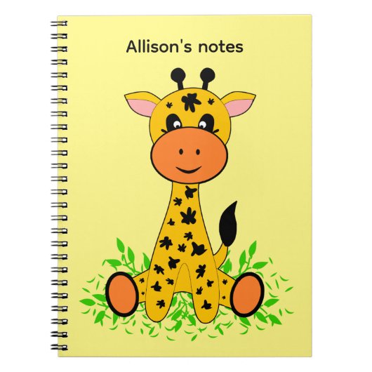 子供のためのかわいいユーモアの赤ちゃんキリン ノートブック (正面)