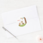 子供のためのかわいい森の鹿の母と子 ラウンドシール (封筒)