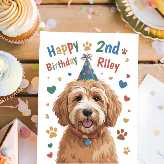 子供のためのかわいい犬の2歳の誕生日カード カード