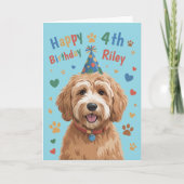 子供のためのかわいい犬の4歳の誕生日カード カード (正面)