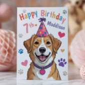 子供のためのかわいい犬の7歳の誕生日カード カード