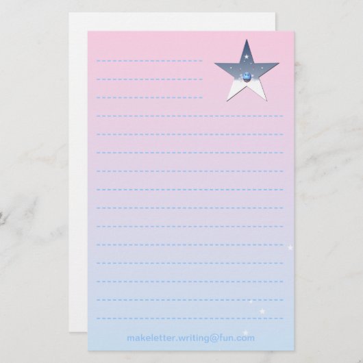 子供のためのかわいらしいピンクの筆記用紙 便箋 (正面/裏面)