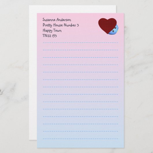 子供のためのかわいらしい筆記用紙 便箋 (正面/裏面)