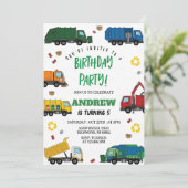 子供のためのごみ収集車の誕生日 招待状 (スタンド正面)