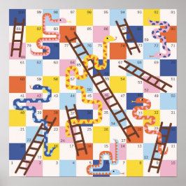 子供のためのへびと梯子のボードゲーム ポスター