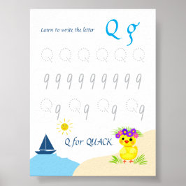 子供のためのアルファベットのQのなぞり書きポスター ポスター