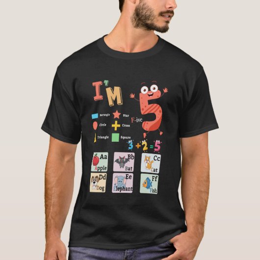 子供のためのアルファベット・フォニックスと形のアイデア 教育 Tシャツ (正面)