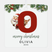 子供のためのアルファベットOのモノグラムクリスマスツリー メタルオーナメント (正面)