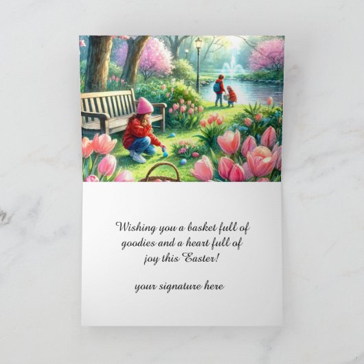 子供のためのイースター おめでとう折り紙グリーティングカード カード (内部)