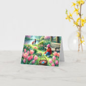 子供のためのイースター おめでとう折り紙グリーティングカード カード (黄色い花)