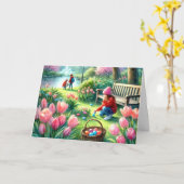 子供のためのイースター おめでとう折り紙グリーティングカード カード (黄色い花)