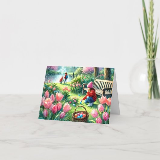 子供のためのイースター おめでとう折り紙グリーティングカード カード (正面)