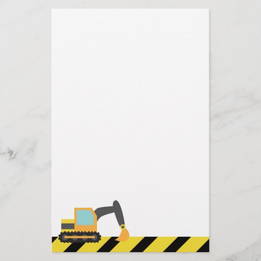 子供のためのオレンジ色の掘削機と建設車両 便箋 (正面)