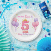 子供のためのカスタムバースデープレート - 5歳の誕生日 ペーパープレート (パーティー)