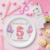 子供のためのカスタムバースデープレート - 5歳の誕生日 ペーパープレート (パーティー)