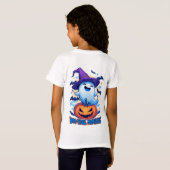 子供のためのカボチャの友達と魔女の帽子の幽霊 👻 Tシャツ (裏面フル)