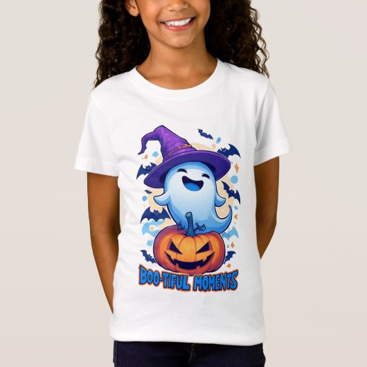 子供のためのカボチャの友達と魔女の帽子の幽霊 👻 Tシャツ (正面)