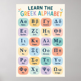 子供のためのカラフルなギリシャアルファベット学習チャート ポスター