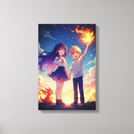 子供のためのカラフルな幻想的な壁のアート キャンバスプリント (正面)