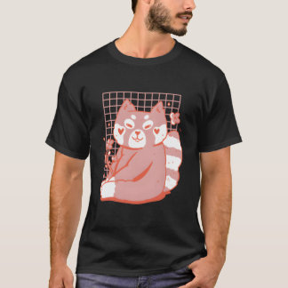 子供のためのカラフルな花とレッドパンダ Tシャツ