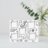 子供のためのカラフルな食べ物朝食の楽しいお絵かき ポストカード (スタンド正面)
