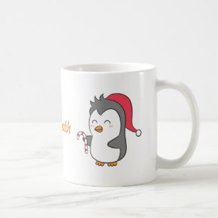子供のためのキュートな幸せなクリスマスペンギンのキャンディケイン コーヒーマグカップ