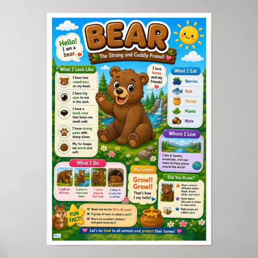 子供のためのクマの面白い事実 ポスター (正面)