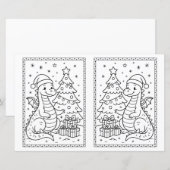 子供のためのクリスマスのぬりえページ 赤ちゃん恐竜 (正面/裏面)