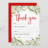 子供のためのクリスマスの感謝カード サンキューカード (正面/裏面)