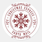 子供のためのクリスマスエクスプレスサンタの郵便 ラウンドシール (正面)