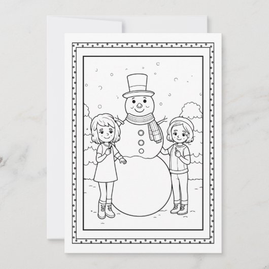 子供のためのクリスマススノーマンぬりえ フラットカード シーズンカード (正面)