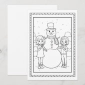 子供のためのクリスマススノーマンぬりえ フラットカード シーズンカード (正面/裏面)