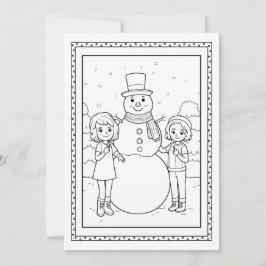 子供のためのクリスマススノーマンぬりえ フラットカード シーズンカード