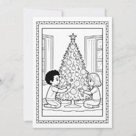 子供のためのクリスマスツリーのぬりえ フラットノートカード シーズンカード