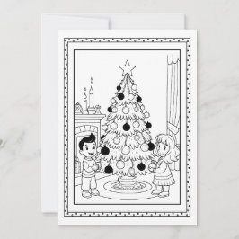 子供のためのクリスマスツリーのぬりえ フラットノートカード シーズンカード