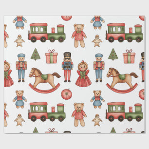 子供のためのクリスマストイランドと電車のラッピングペーパー ラッピングペーパー