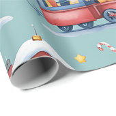 子供のためのクリスマストイランドと電車の包装紙 ラッピングペーパー (ロールコーナー)