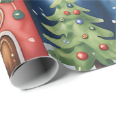 子供のためのクリスマストイランドと電車の包装紙 ラッピングペーパー (ロールコーナー)