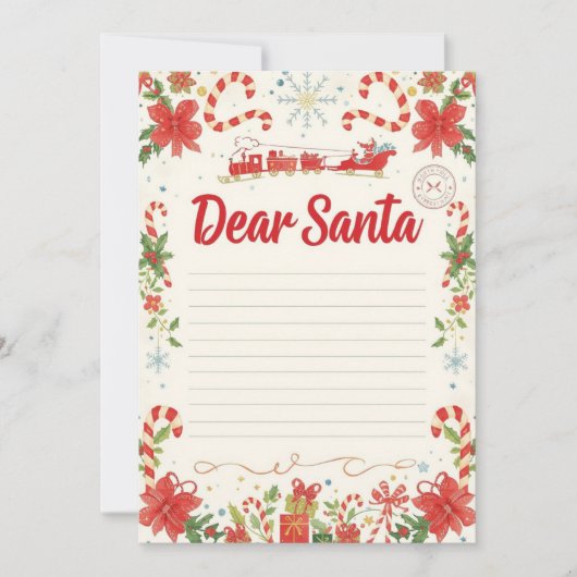 子供のためのクリスマス「サンタへの手紙」テンプレート 招待状 (正面)
