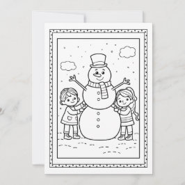子供のためのクリスマス・スノーマンのぬりえ フラット・ノートカード シーズンカード