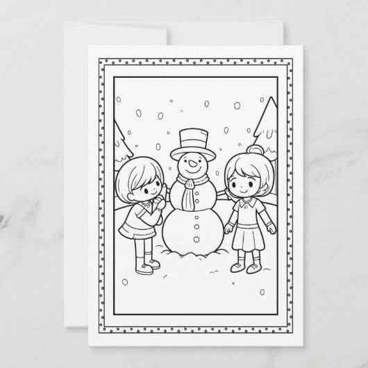 子供のためのクリスマス+雪だるま+ぬりえ フラットカード シーズンカード (正面)