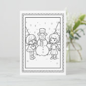子供のためのクリスマス+雪だるま+ぬりえ フラットカード シーズンカード (スタンド正面)